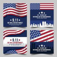 patriot day usa n'oubliez jamais les publications sur les réseaux sociaux du 11 septembre vecteur