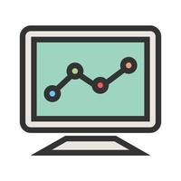 icône de ligne remplie de statistiques vecteur