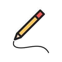 icône de ligne remplie de crayon vecteur