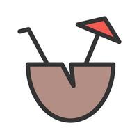 icône de ligne remplie de boisson de noix de coco vecteur