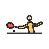 icône de ligne remplie de ping-pong vecteur
