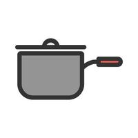 icône de ligne remplie de casserole de sauce vecteur