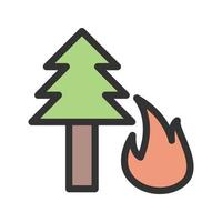 icône de ligne remplie de feu de forêt vecteur