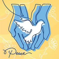 paire de mains tenant un oiseau de paix paix et diplomatie vecteur de concept plat