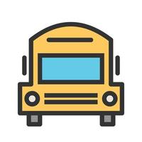 icône de ligne remplie d'autobus scolaire vecteur