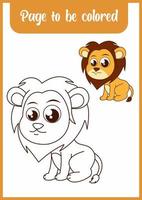 livre de coloriage pour les enfants. lion mignon vecteur