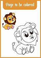 livre de coloriage pour les enfants. lion mignon vecteur