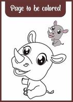 livre de coloriage pour les enfants. rhinocéros vecteur