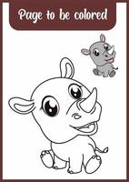 livre de coloriage pour les enfants. rhinocéros vecteur