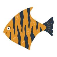 poisson de mer. personnage sous-marin mignon. une créature aquatique sous-marine tropicale. illustration vectorielle sur fond blanc en style cartoon. vecteur