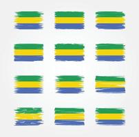 collections de pinceaux de drapeau du gabon. drapeau national vecteur