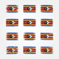 collections de pinceaux de drapeau eswatini. drapeau national vecteur