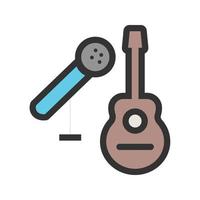 icône de ligne remplie de guitare et de micro vecteur