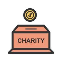 icône de ligne remplie de boîte de charité vecteur