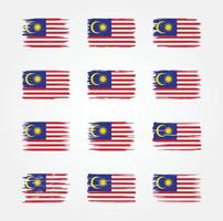 collections de pinceaux de drapeau de la malaisie. drapeau national vecteur