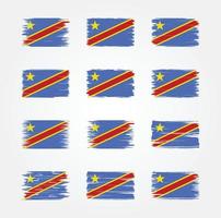 collections de pinceaux de drapeau de la république du congo. drapeau national vecteur