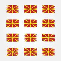 collections de pinceaux de drapeau de macédoine du nord. drapeau national vecteur