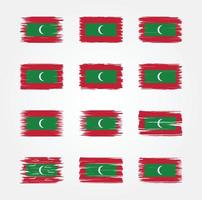 collections de pinceaux de drapeau des maldives. drapeau national vecteur