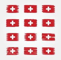 collections de pinceaux de drapeau suisse. drapeau national vecteur