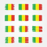 collections de pinceaux de drapeau du mali. drapeau national vecteur