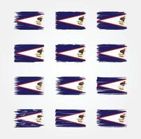 collections de pinceaux de drapeau des samoa américaines. drapeau national vecteur