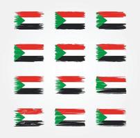 collections de pinceaux de drapeau soudanais. drapeau national vecteur