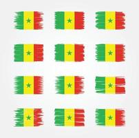 collections de pinceaux de drapeau du sénégal. drapeau national vecteur
