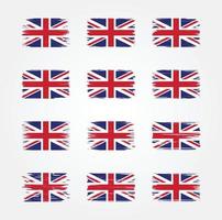 collections de pinceaux de drapeau du royaume-uni. drapeau national vecteur