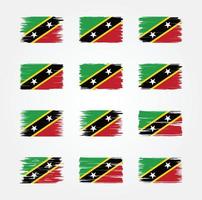 collections de pinceaux de drapeau de saint-kitts-et-nevis. drapeau national vecteur