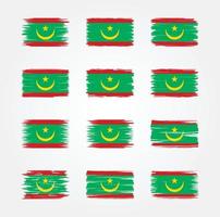 collections de pinceaux de drapeau de la mauritanie. drapeau national vecteur