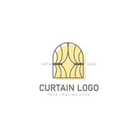 rideau avec illustration d'icône de conception de logo de ligne de fenêtre vecteur