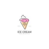 illustration d'icône de conception de logo de ligne de crème glacée vecteur