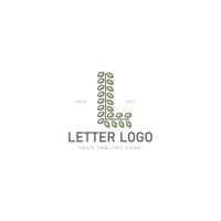 lettre l avec illustration d'icône de conception de logo de ligne de feuille vecteur