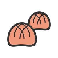 icône de ligne remplie de petits pains cuits au four vecteur