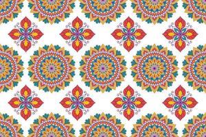mandala abstrait motif ethnique géométrique sans couture. tapis en tissu aztèque mandala textile décorations papier peint. tribal boho indigène mandala turquie broderie traditionnelle vecteur arrière-plan.