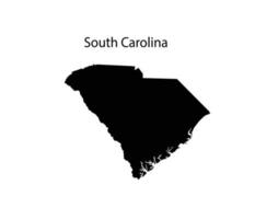 Caroline du Sud carte silhouette en fond blanc vecteur
