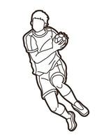 contours, handball, sport, joueur masculin, courant vecteur