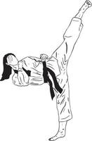 taekwondo, coup de pied, vecteur, silhouette vecteur