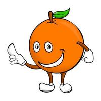 illustration de mascotte de dessin animé de fruits orange vecteur