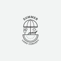 logo icône concept d'été dans le style d'art en ligne vecteur