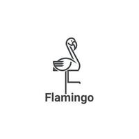 icône logo flamingo concept en dessin au trait vecteur