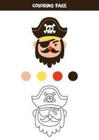 pirate dessiné à la main de couleur. feuille de travail pour les enfants. vecteur