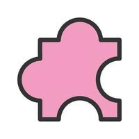 icône de ligne remplie de pièce de puzzle vecteur