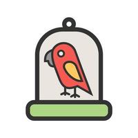 icône de ligne remplie d'oiseau en cage vecteur