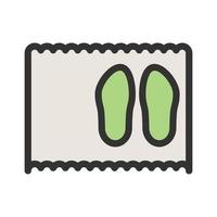 icône de ligne remplie de tapis de chaussures vecteur
