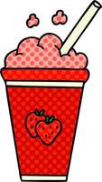 milk-shake aux fraises de dessin animé de style bande dessinée excentrique vecteur