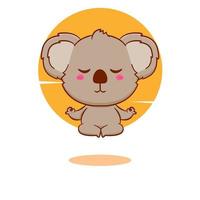 dessin animé mignon bébé koala pratiquant le yoga. illustration de conception de mascotte dessinée à la main. vecteur