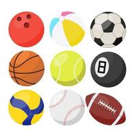 ballons de sport. ballon pour le football, le tennis, le volley-ball, le baseball et le football. bal des enfants. vecteur
