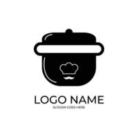 concept de logo de restaurant de casserole de cuisinière vecteur
