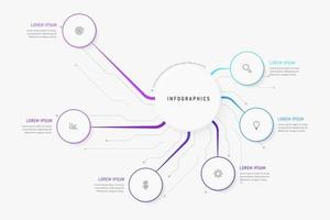 modèle de conception d'étiquettes infographiques vectorielles avec icônes et 6 options ou étapes. peut être utilisé pour le diagramme de processus, les présentations, la mise en page du flux de travail, la bannière, l'organigramme, le graphique d'informations. vecteur